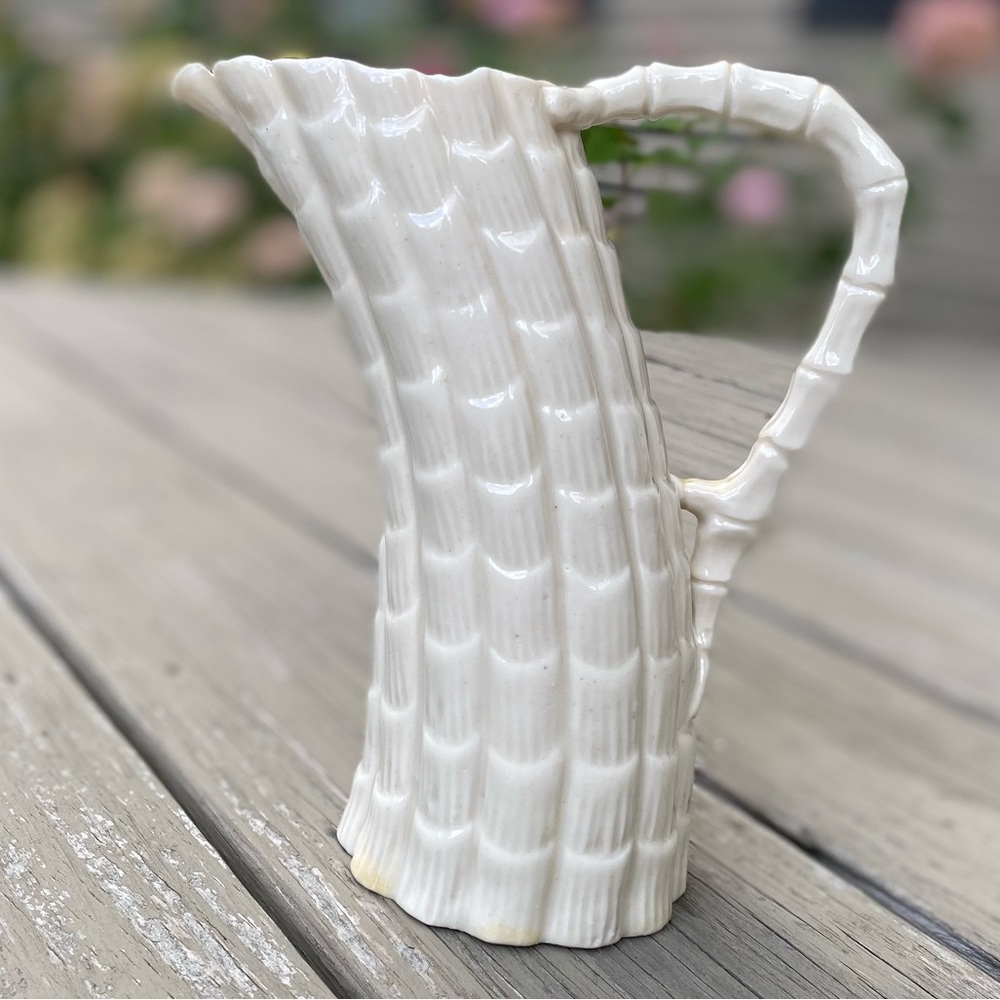 Willets Belleek Antique Faux Bamboo White Porcelain Putcher Cottagecore